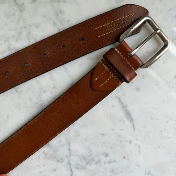 Tommy Hilfiger Brown Leather Belt Preppy Classic Size 38 - Picture 5 of 7